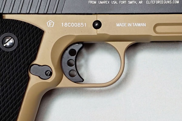 Elite Force 1911 TAC trigger close up