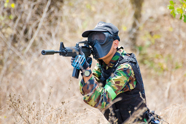 Jack playing airsoft