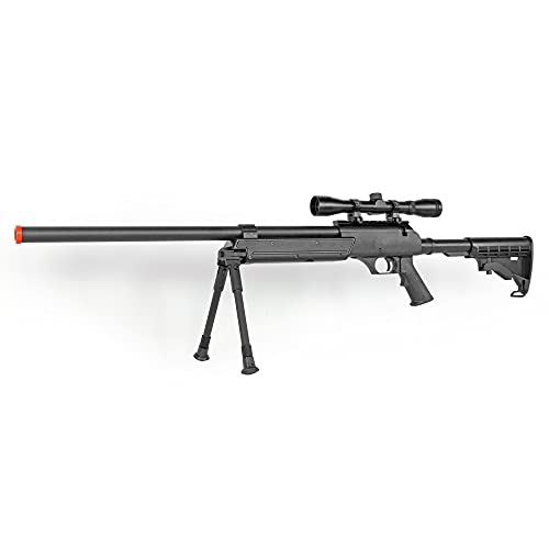 spring bolt action well m187d fps-550 metal airsoft sniper rifle gun w/ scope, bi-pod(Airsoft Gun)